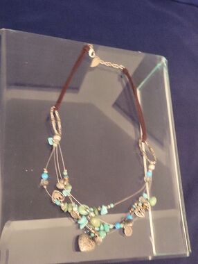 Coldwater Creek Turquoise and Brown Multi-Strand Charm Necklace